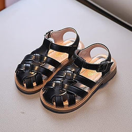 Girls Closed-Toe T-Strap Sandals - Black