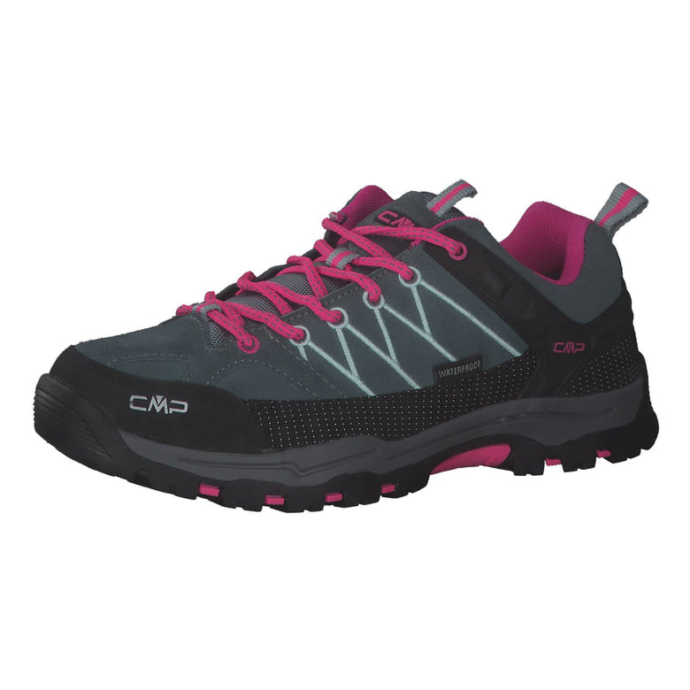Rigel Low Kids' Waterproof Trekking Shoes - Mineral Green/Fluo Purple